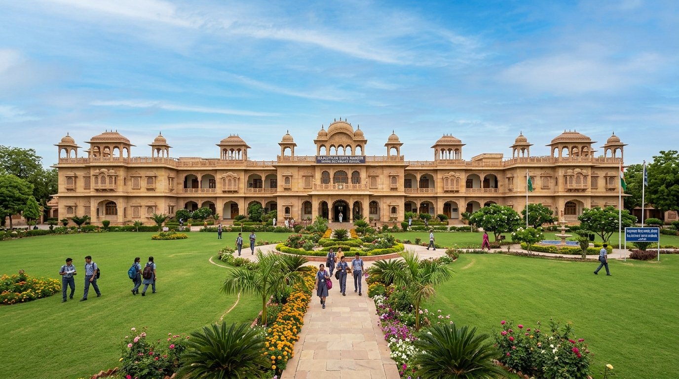 Nav Chetna Secondary School green lawns and main building